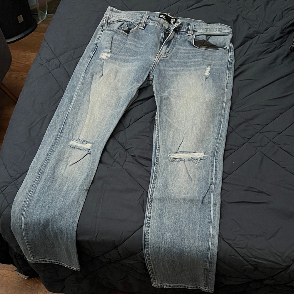 RSQ London Skinny Ripped Blue Jeans